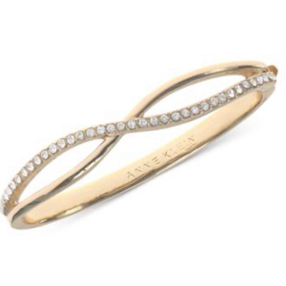 NIB Anne Klein Women's Crisscross Bangle Bracelet in Gold-Tone Size 2.5"